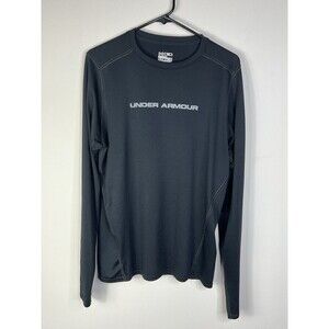 Under Armour Heat Gear Men Fitted Large Black Long Sleeve Gym Workout Shirt